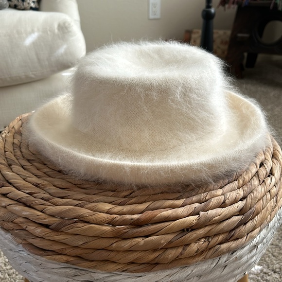 Something Special LA hat. Angora and nylon. Rolled brim. Cream color. Soft. - Picture 5 of 5